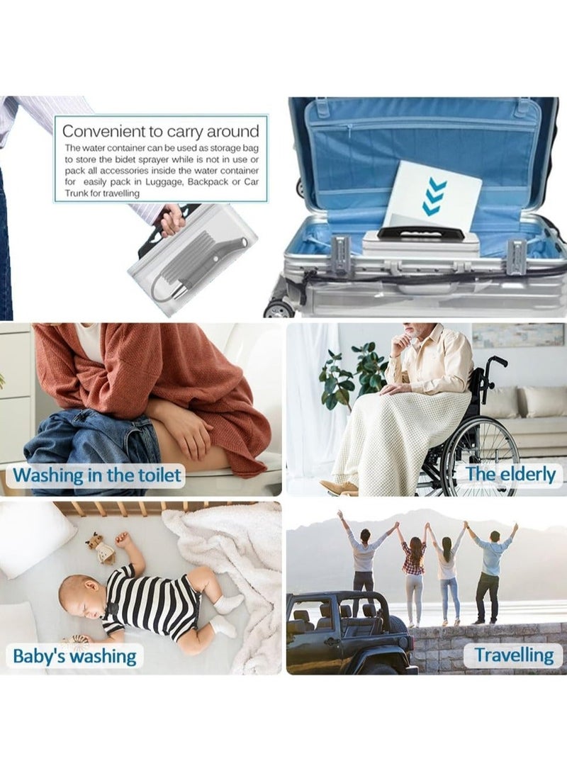 ARNOTEC  bidet كهربائي محمول شطاف، بخاخ نظافة شخصية قابل لإعادة الشحن مع خرطوم بطول 1.2م وحاوية مياه سعة 2.3ل للسفر، المنزل، رعاية الأطفال والتخييم - Image 4